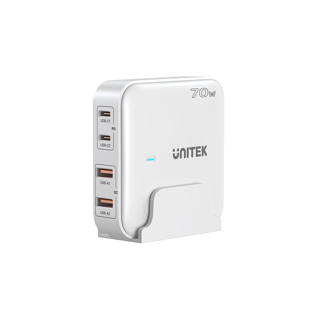 Unitek Charge Desktop 70W 4in1 GaN Charger - White in Qatar Unitek Charge Desktop 70W 4in1 GaN Charger - White in Qatar